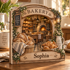 Baker Cottage Personalized Wooden Block; example personalization Sophia