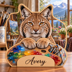 Lynx Art Studio Personalized Wooden Block; example personalization Avery