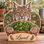 Bobcat Herb Garden Personalized Wooden Block; example personalization Laurel