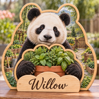 Panda Garden Sanctuary Personalized Wooden Block; example personalization Willow