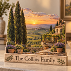 Cypress Villa Vineyard Steps Personalized Wooden Block; example personalization The Collins Family