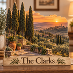 Cypress Hillside Terrace Lane Personalized Wooden Block; example personalization The Clarks