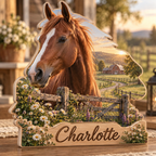 Horse Meadow Ranch Personalized Wooden Block; example personalization Charlotte