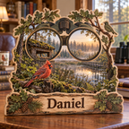 Birdwatcher Woodland Hide Personalized Wooden Block; example personalization Daniel
