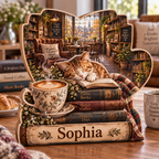 Coffee Book Haven Personalized Wooden Block; example personalization Sophia