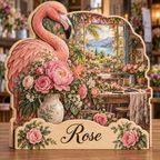Flamingo Flower Atelier Personalized Wooden Block; example personalization Rose