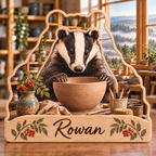 Badger Pottery Studio Personalized Wooden Block; example personalization Rowan
