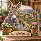 Donkey Cottage Garden Personalized Wooden Block; example personalization Daisy