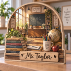 Teacher Classroom Personalized Wooden Block; example personalization Ms. Taylor