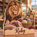 Lion Yarn Studio Personalized Wooden Block; example personalization Ruby