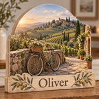 Cycling Vineyard Stone Lane Personalized Wooden Block; example personalization Oliver