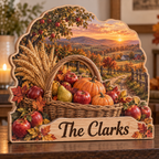 Autumn Harvest Orchard Basket Personalized Wooden Block; example personalization The Clarks