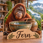 Orangutan Clay Atelier Personalized Wooden Block; example personalization Fern